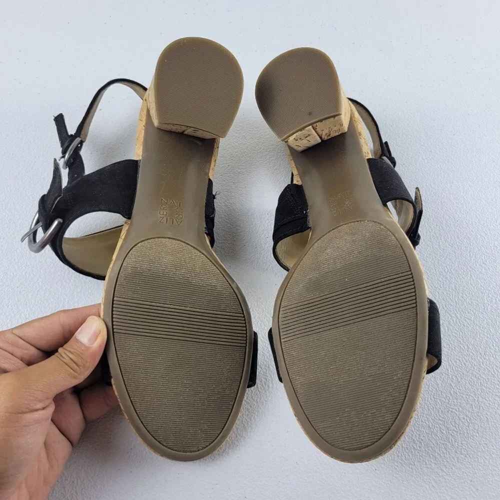 Naturalizer Kaylee Suede Cork Sandals Open Toe Ankle Strap Sandals 10 Womens